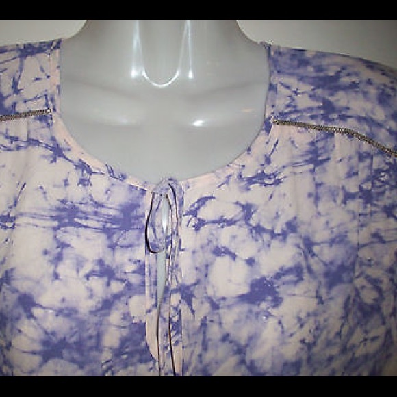 JUICY COUTURE Top Blouse Tie-Dye Sequin Peasant Boho Purple - Picture 6 of 8